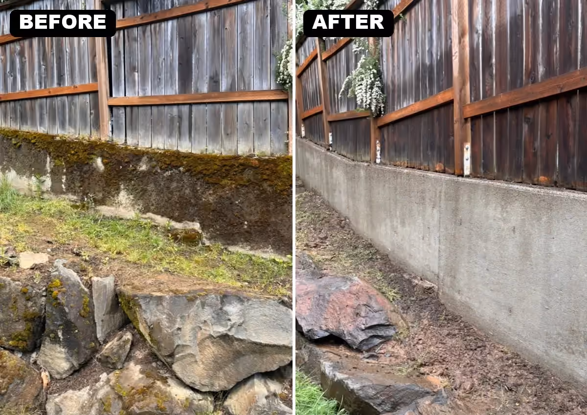 Before and after commercial exterior cleaning by Cascade Armor