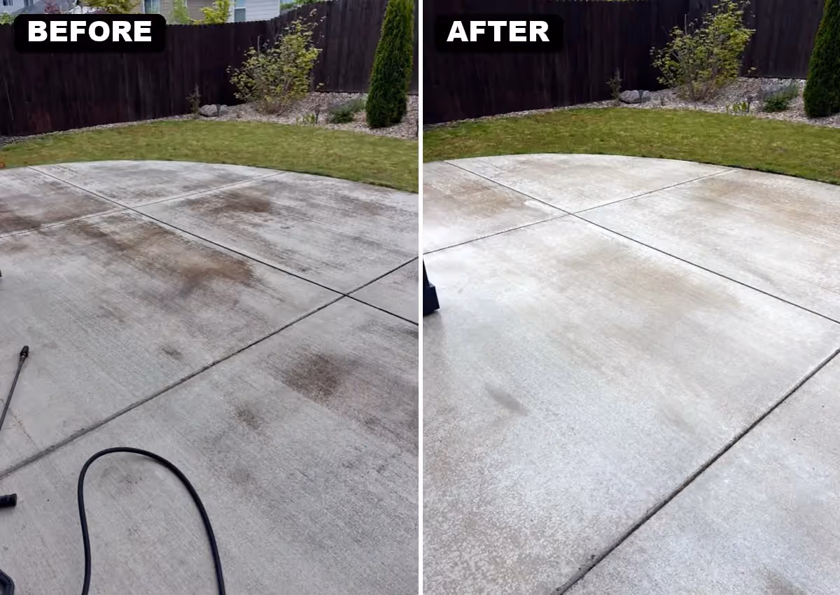 Patio cleaning, before & after — Cascade Armor job photo